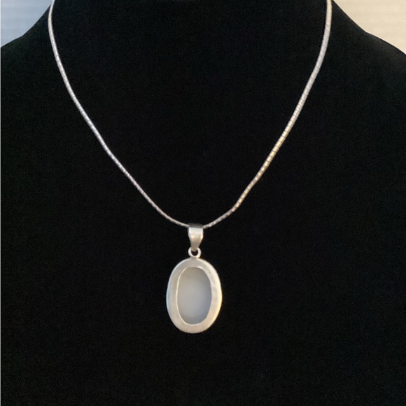 Vintage 925 17” necklace with vintage 925 sterling and Druzy stone pendant - Picture 3 of 10